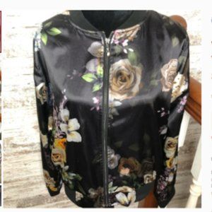 V Cristina dark floral bomber jacket L
